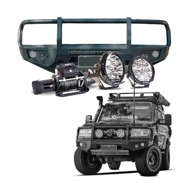 Rockarmor Gt Steel Hoop Bullbar Combo Pack - Toyota Landcruiser 76,78,79 2007-2023 (Full Bar Replacement)