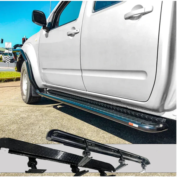 Rockarmor Steel Rockslider Side Steps To Suit Nissan Navara D40