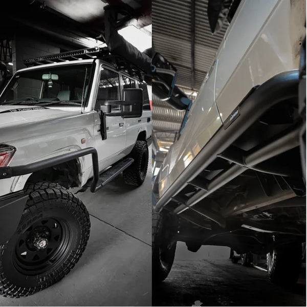 Rockarmor Steel Rock Slider Side Steps To Suit Toyota Landcruiser 79 Series Dual Cab 2012-Current