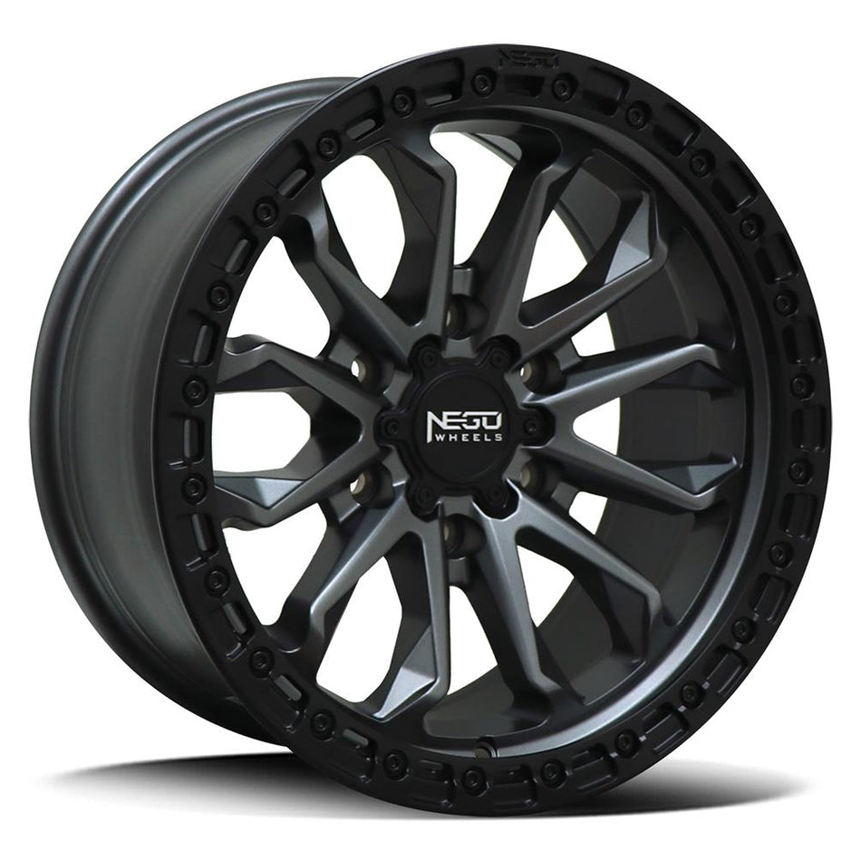 NEGU NO9 17x8.5 / 6x139.7 / -12 GUNMETAL WITH SATIN BLACK LIP