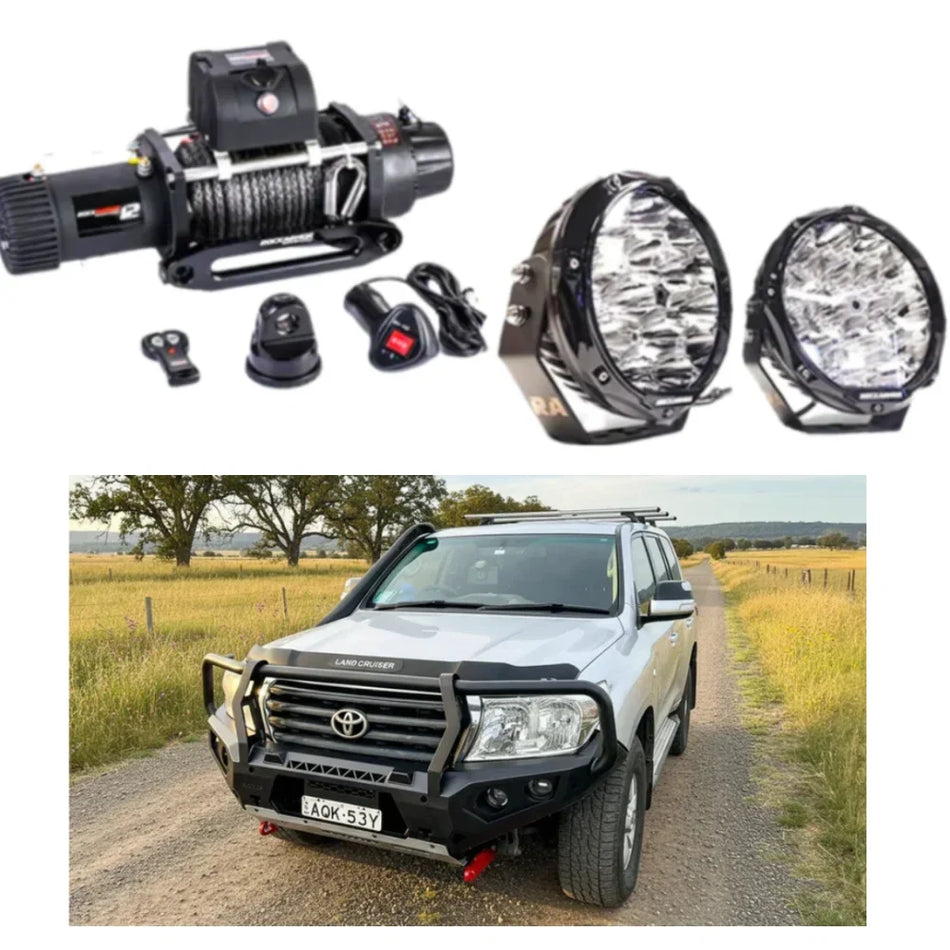 Rockarmor Gt Hoop Steel Bullbar Combo Package - Toyota 200 07-15+ (Full Bar Replacement)