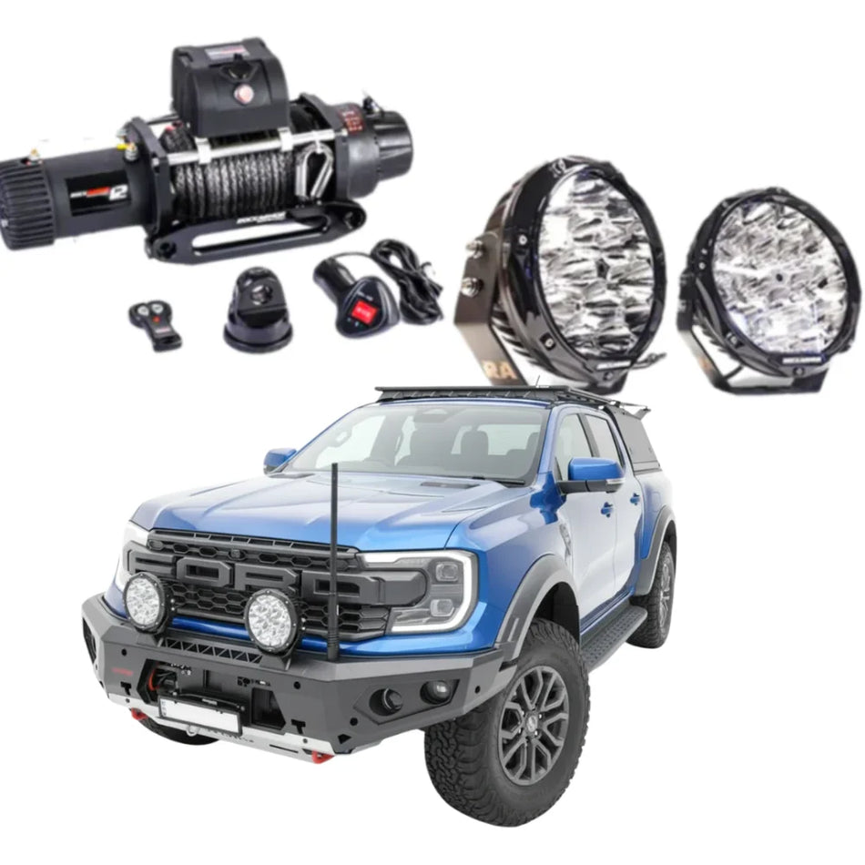 Rockarmor Gt Hoopless Steel Bullbar Combo Package - Ranger Raptor Next Gen 2023 to Current (Full Bar Replacement)