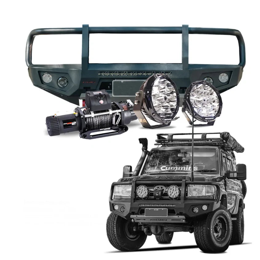 Rockarmor Gt Steel Hoop Bullbar Combo Pack - Toyota Landcruiser 76,78,79 2007-2023 (Full Bar Replacement)