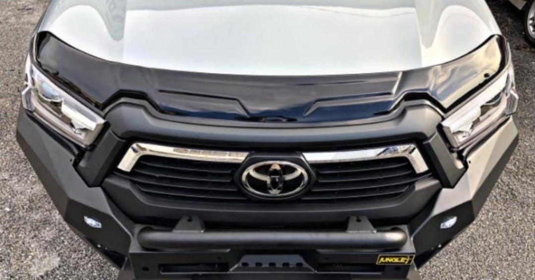 BONNET GUARD SUITABLE FOR TOYOTA HILUX 2021+ installed zoomed in